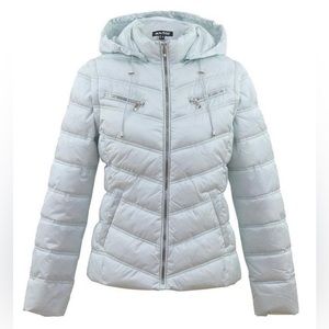MARBLE Scotland Winter Puffer 2 in 1 JACKET W/DETACHABLE ARMS/Hood-PALE ICE BLUE